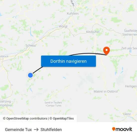 Gemeinde Tux to Stuhlfelden map