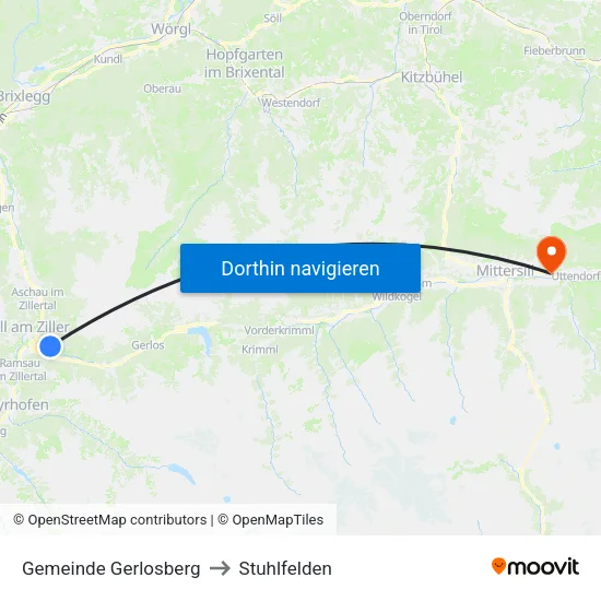 Gemeinde Gerlosberg to Stuhlfelden map