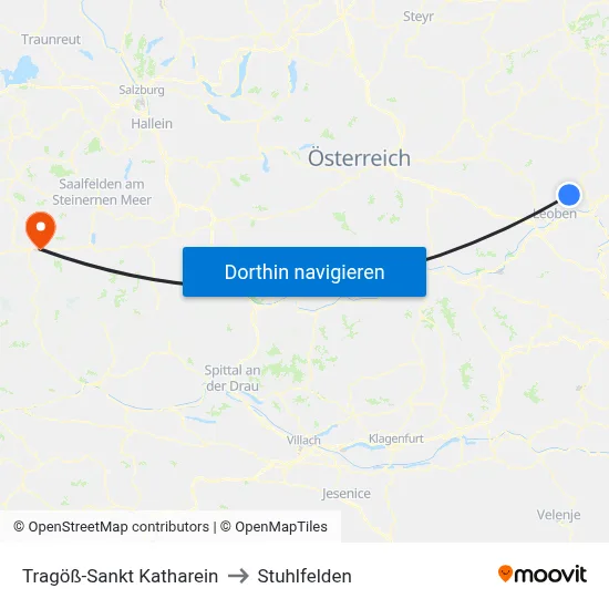 Tragöß-Sankt Katharein to Stuhlfelden map