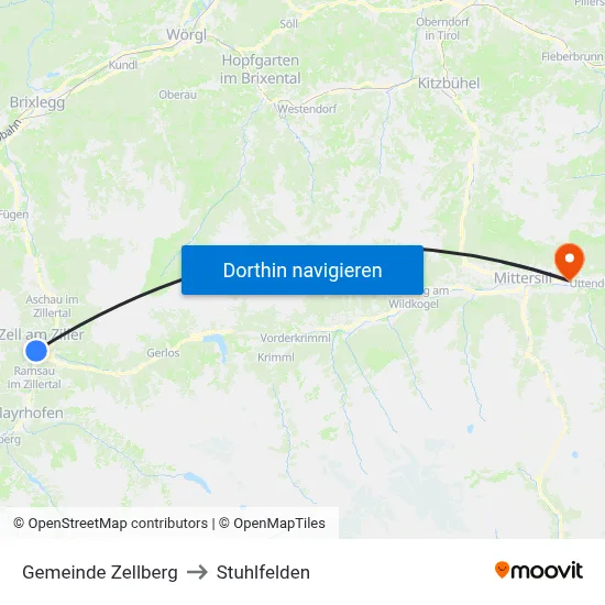 Gemeinde Zellberg to Stuhlfelden map