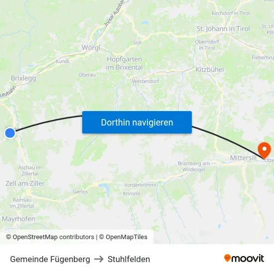 Gemeinde Fügenberg to Stuhlfelden map