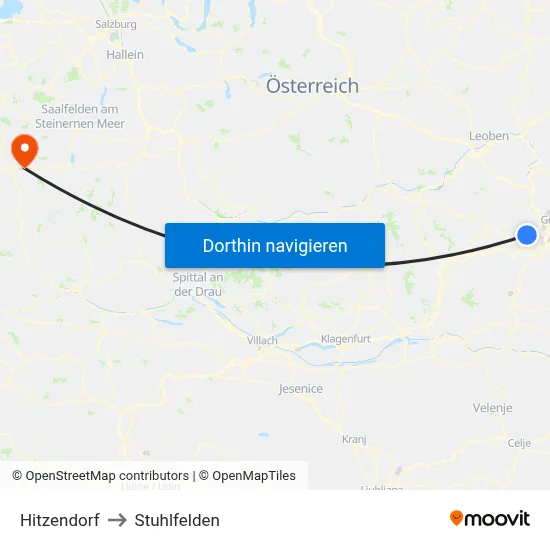 Hitzendorf to Stuhlfelden map