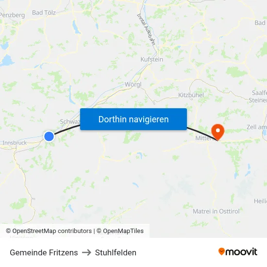 Gemeinde Fritzens to Stuhlfelden map