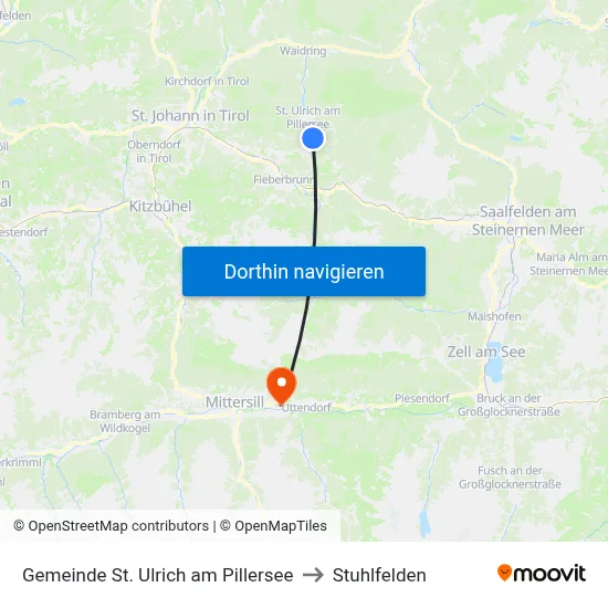 Gemeinde St. Ulrich am Pillersee to Stuhlfelden map