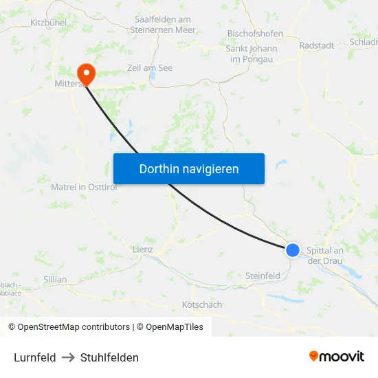 Lurnfeld to Stuhlfelden map