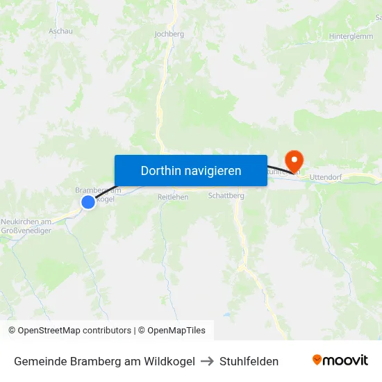 Gemeinde Bramberg am Wildkogel to Stuhlfelden map