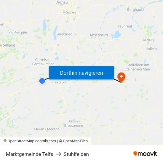 Marktgemeinde Telfs to Stuhlfelden map