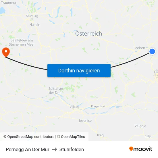 Pernegg An Der Mur to Stuhlfelden map