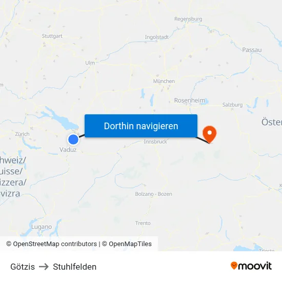 Götzis to Stuhlfelden map