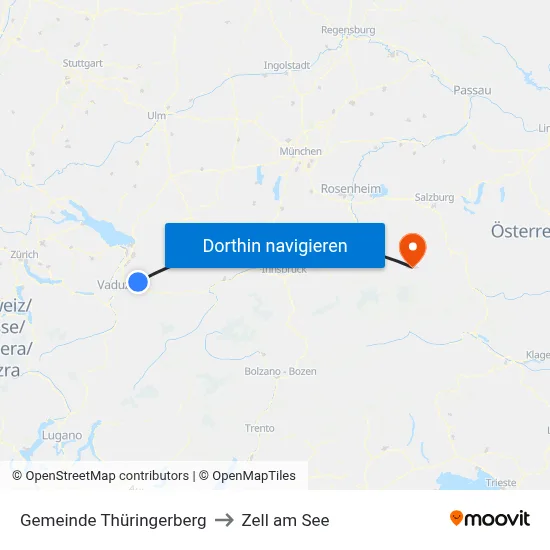 Gemeinde Thüringerberg to Zell am See map