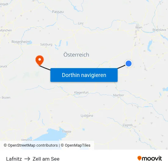 Lafnitz to Zell am See map