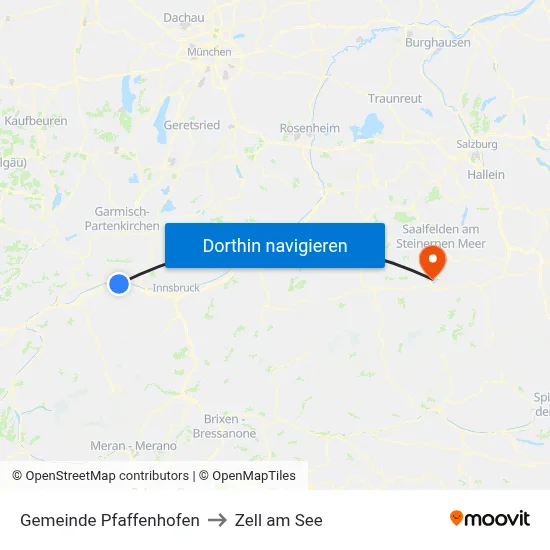 Gemeinde Pfaffenhofen to Zell am See map