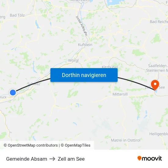 Gemeinde Absam to Zell am See map