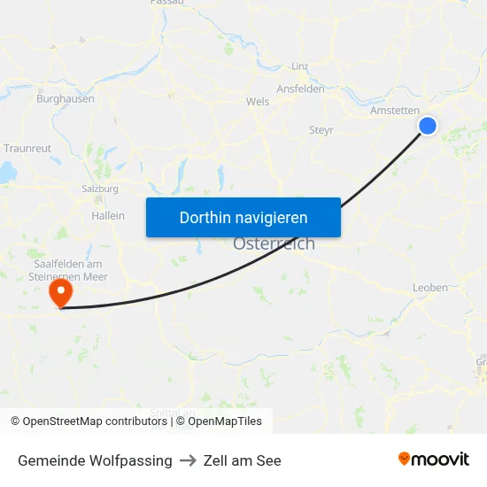 Gemeinde Wolfpassing to Zell am See map