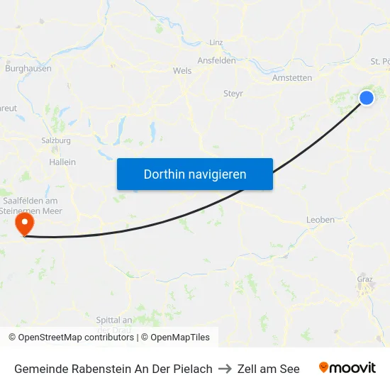 Gemeinde Rabenstein An Der Pielach to Zell am See map