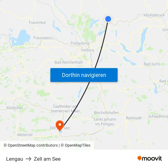 Lengau to Zell am See map