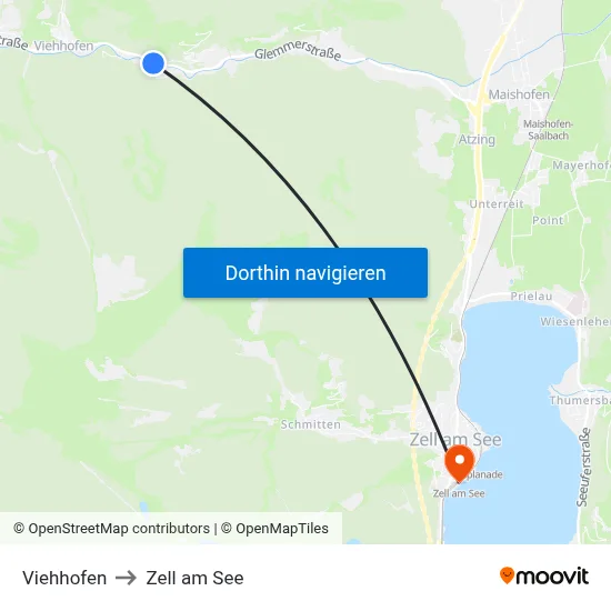 Viehhofen to Zell am See map