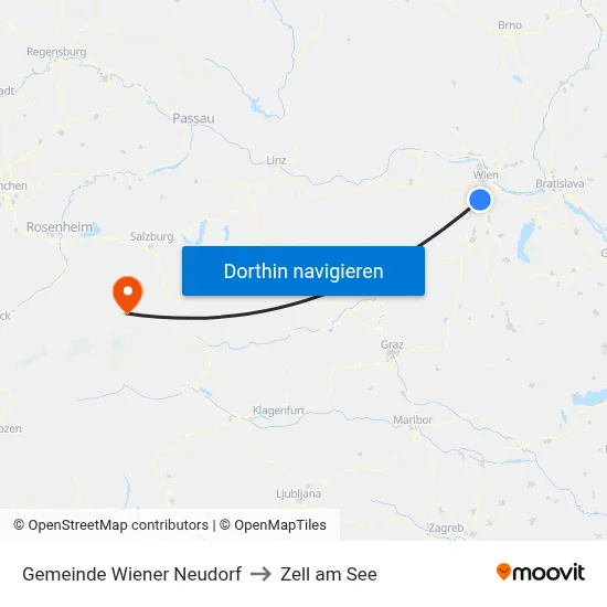 Gemeinde Wiener Neudorf to Zell am See map