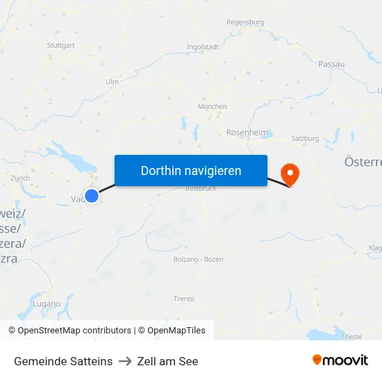 Gemeinde Satteins to Zell am See map