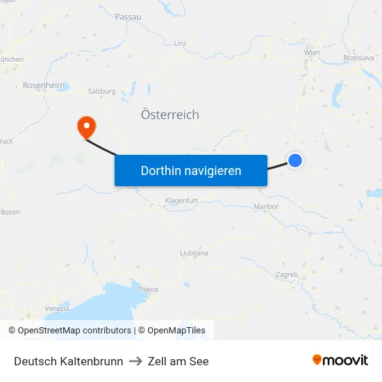 Deutsch Kaltenbrunn to Zell am See map