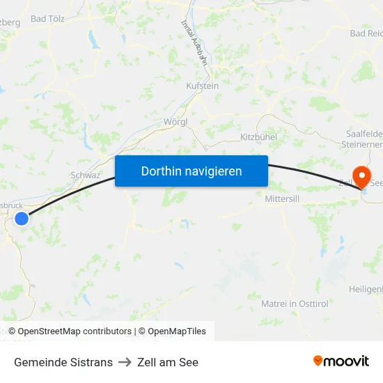 Gemeinde Sistrans to Zell am See map