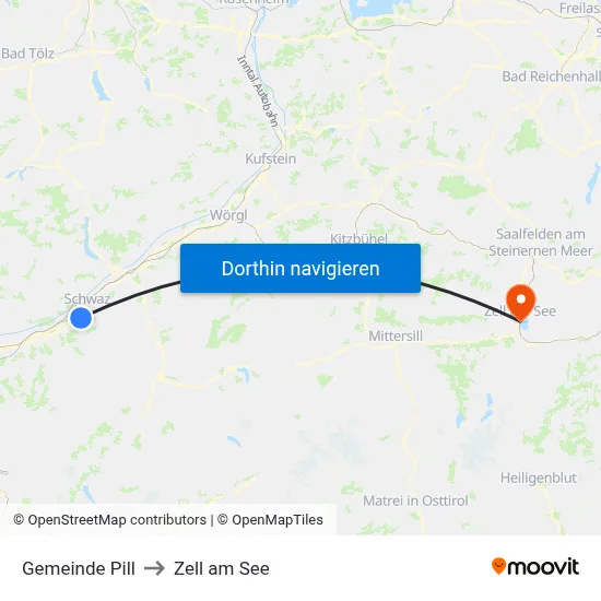 Gemeinde Pill to Zell am See map