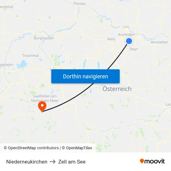 Niederneukirchen to Zell am See map