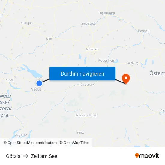 Götzis to Zell am See map