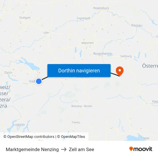 Marktgemeinde Nenzing to Zell am See map