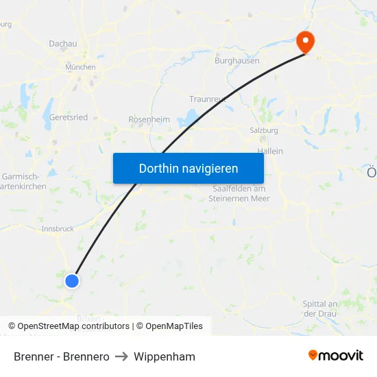 Brenner - Brennero to Wippenham map