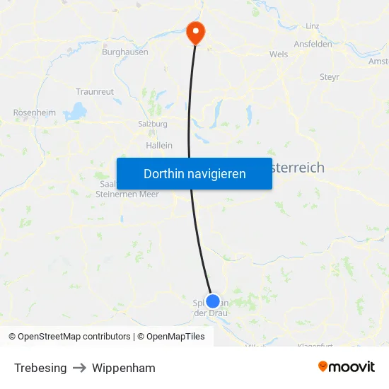 Trebesing to Wippenham map