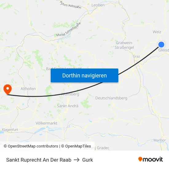 Sankt Ruprecht An Der Raab to Gurk map