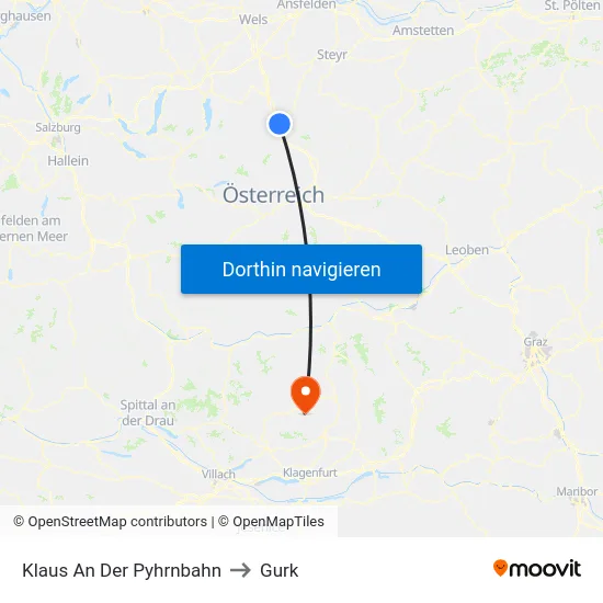 Klaus An Der Pyhrnbahn to Gurk map