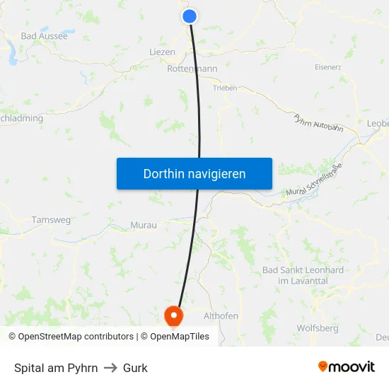 Spital am Pyhrn to Gurk map