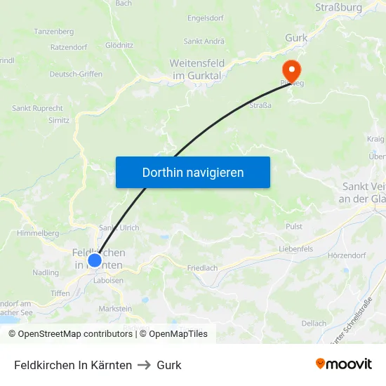 Feldkirchen In Kärnten to Gurk map