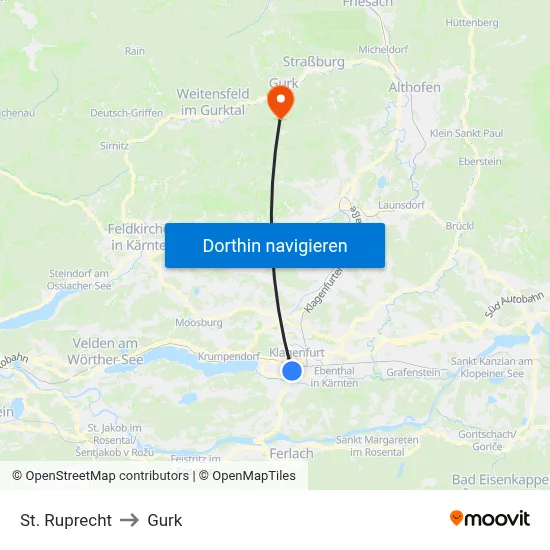 St. Ruprecht to Gurk map