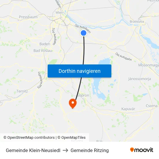 Gemeinde Klein-Neusiedl to Gemeinde Ritzing map
