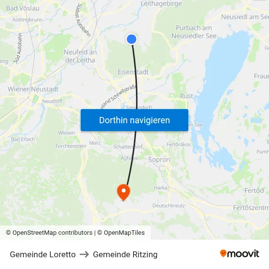 Gemeinde Loretto to Gemeinde Ritzing map