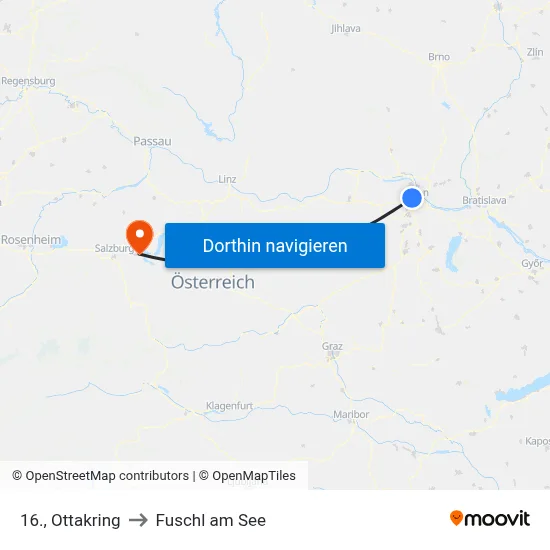 16., Ottakring to Fuschl am See map