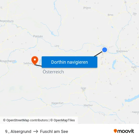 9., Alsergrund to Fuschl am See map