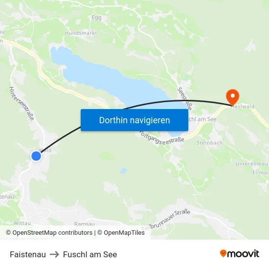 Faistenau to Fuschl am See map