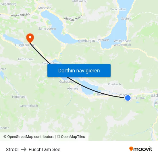 Strobl to Fuschl am See map