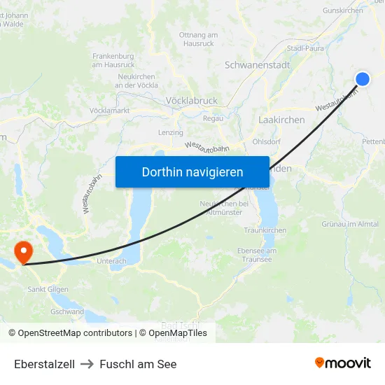 Eberstalzell to Fuschl am See map