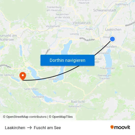 Laakirchen to Fuschl am See map