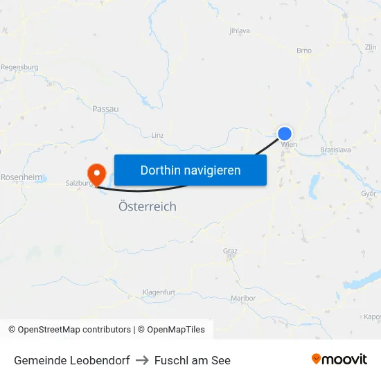 Gemeinde Leobendorf to Fuschl am See map