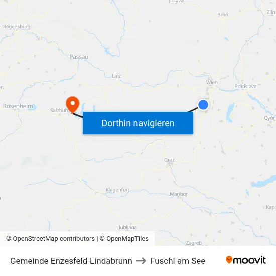 Gemeinde Enzesfeld-Lindabrunn to Fuschl am See map