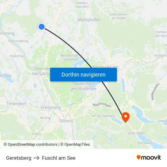 Geretsberg to Fuschl am See map