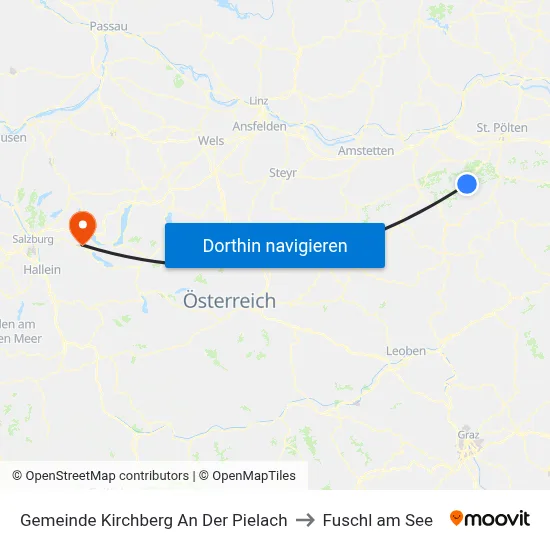 Gemeinde Kirchberg An Der Pielach to Fuschl am See map