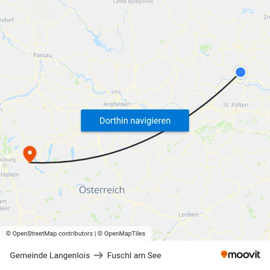 Gemeinde Langenlois to Fuschl am See map