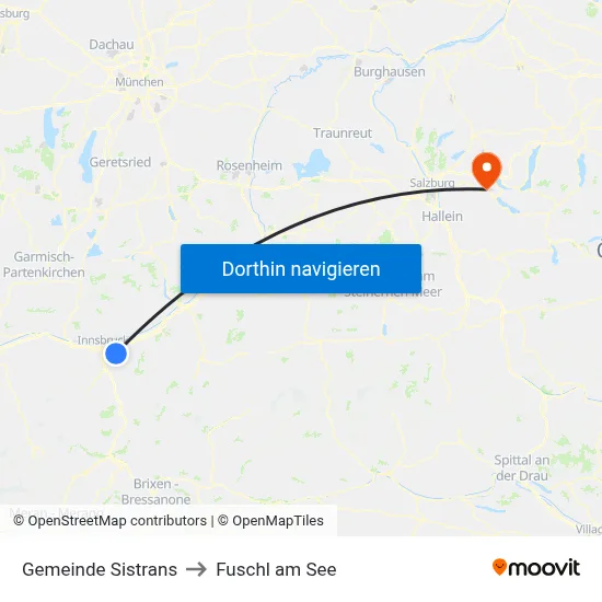 Gemeinde Sistrans to Fuschl am See map